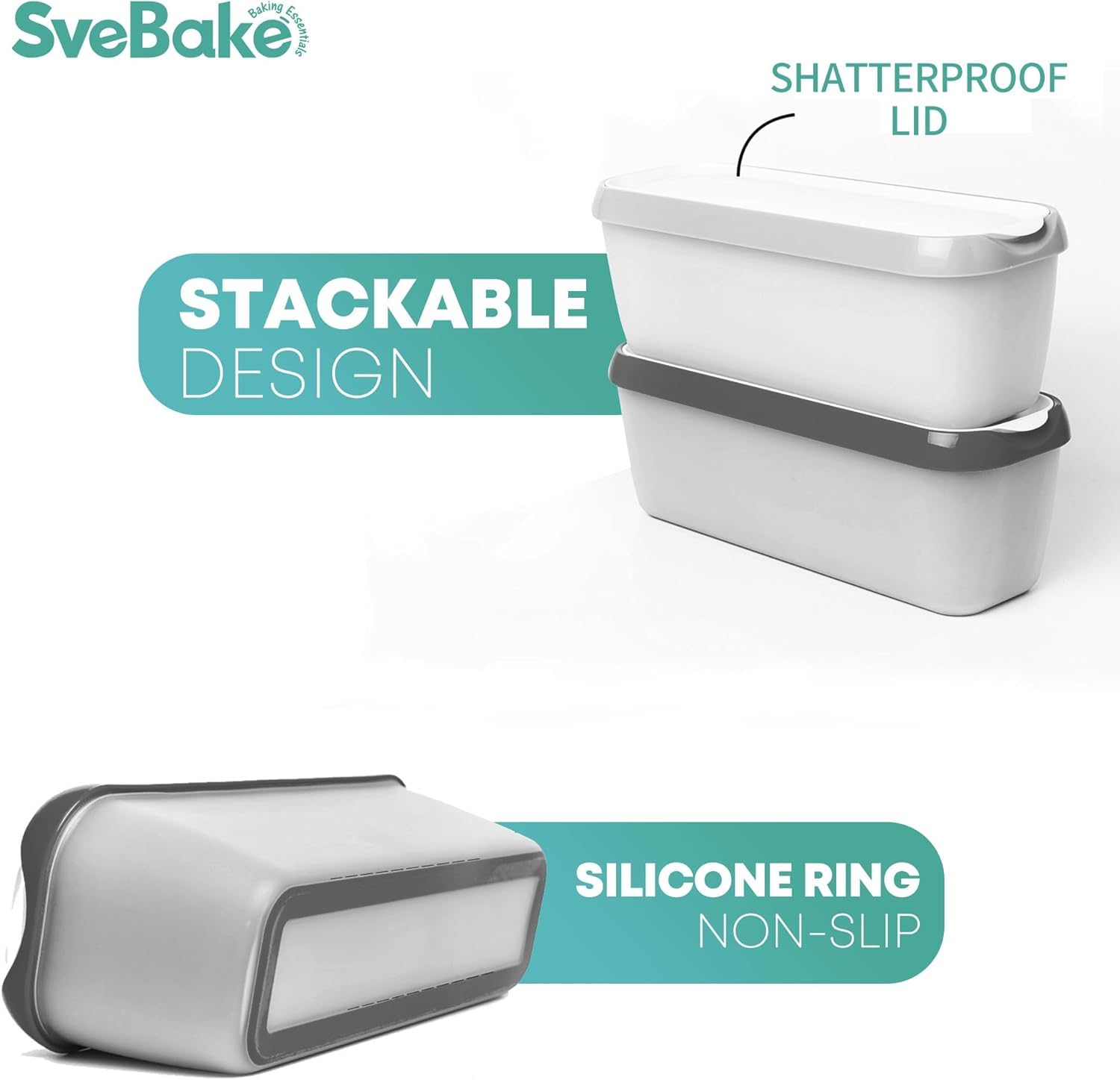 Amazon.com: SveBake Ice Cream Storage Containers with Lids 2 PACK